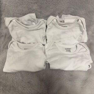 Standard Textile Pack Of 4 Baby White Long Sleeve Bodysuit 6 Months Cotton Blend